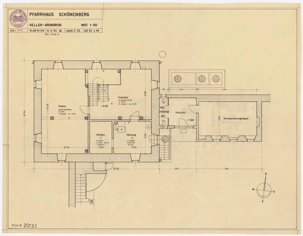 Schönenberg: Pfarrhaus: Keller; Grundriss