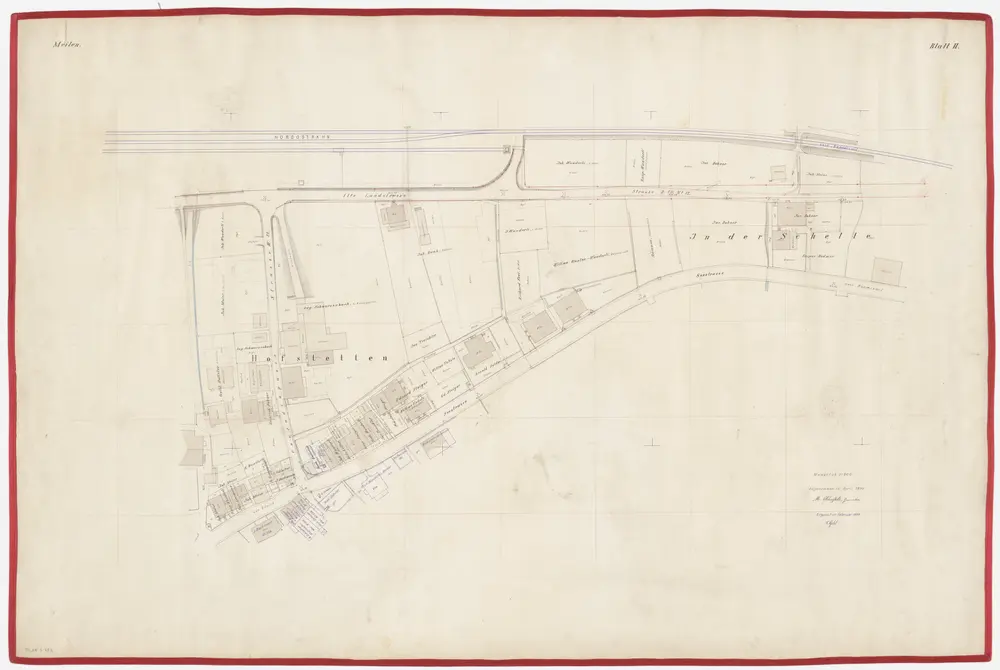 Meilen: Strassenkorrektionen der Alten Landstrasse sowie der Seestrasse und der Conradingasse; Situationsplan (Blatt II)