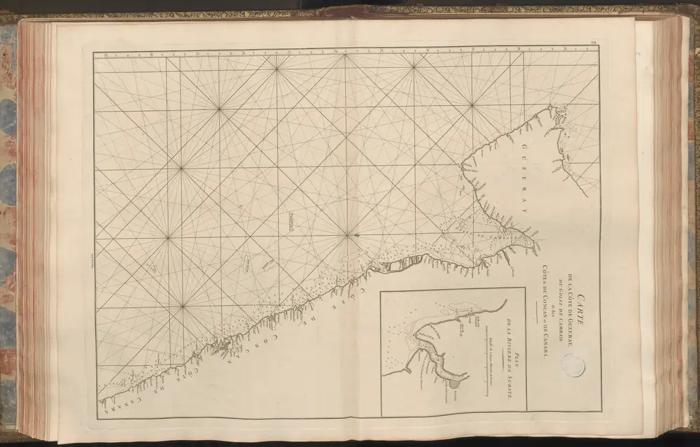 Carte de la Côte de Guzerat, du Golfe de Cambaye et des Côtes de Concan et de Canara. - Plan de la Riviere de Surate.