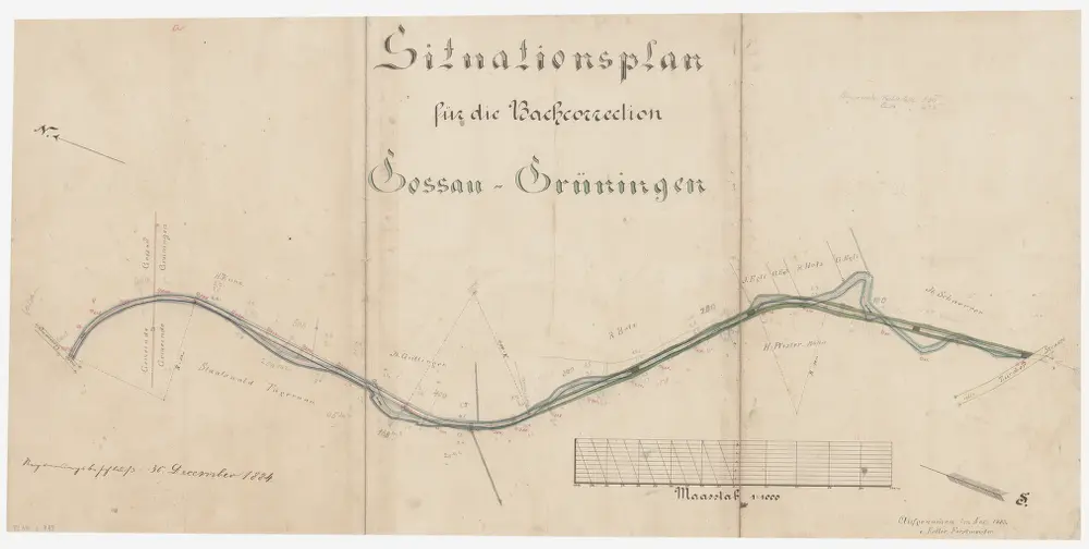 Grüningen, Gossau: Büel bis oberhalb Tägernau, Aakorrektion (Gossauerbach); Situationsplan (Glatt-Gebiet Nr. 1)