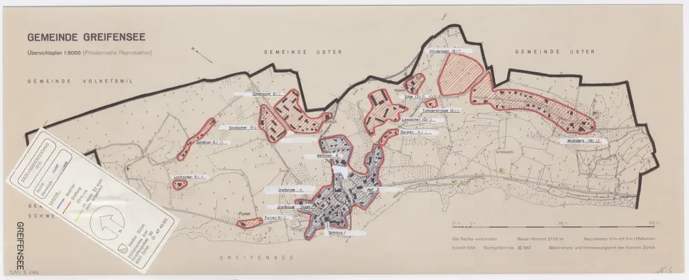 Greifensee: Definition der Siedlungen für die eidgenössische Volkszählung am 01.12.1970; Siedlungskarte