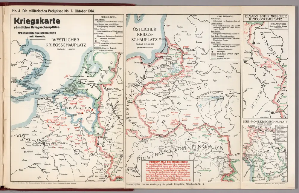 World War I Map (German), Nr. 4. Military Events ... to October 7, 1914.