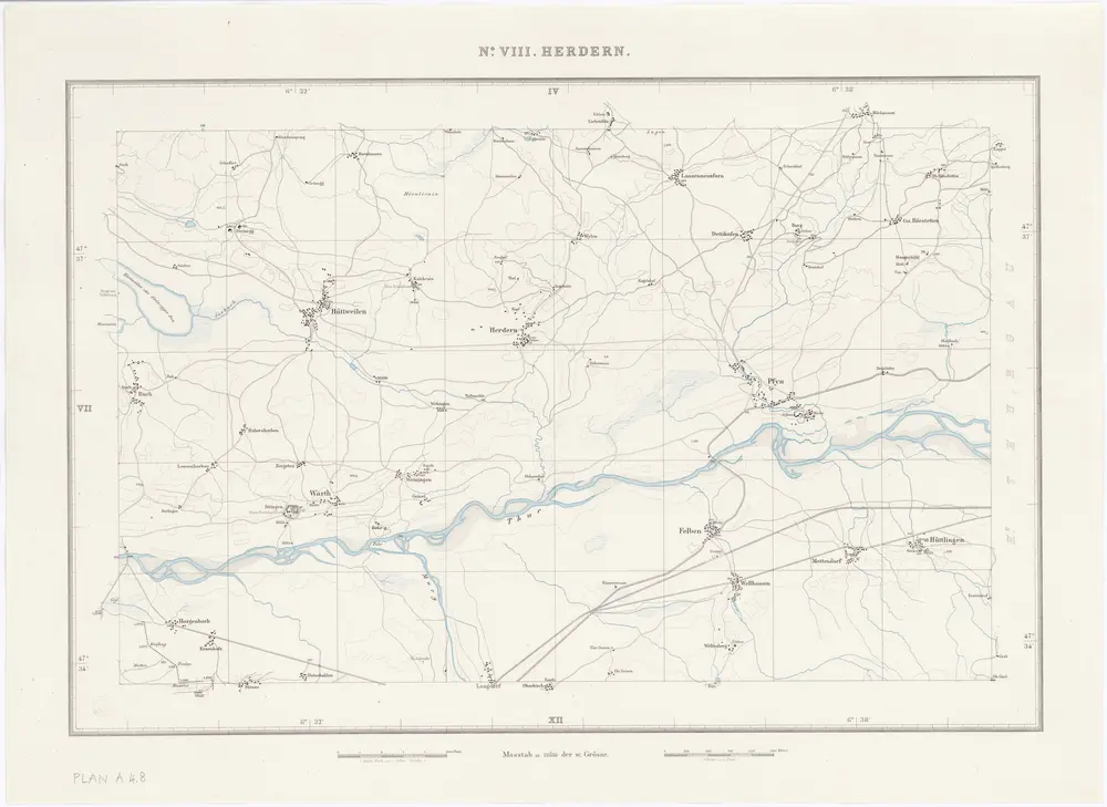 Topographische Karte des Kantons Zürich (Wild-Karte): Blatt VIII: Herdern