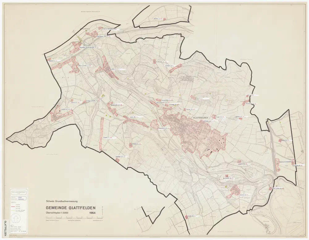Glattfelden: Definition der Siedlungen für die eidgenössische Volkszählung am 01.12.1970; Siedlungskarte