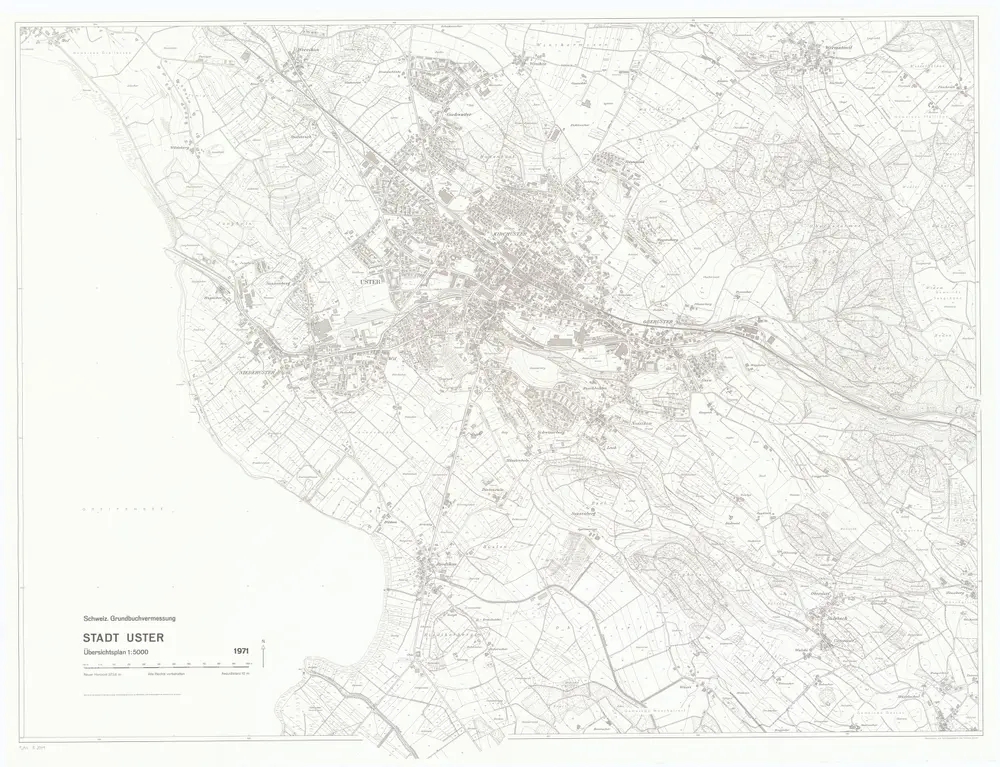 Uster: Südlicher Teil der Gemeinde; Übersichtsplan (Schweizerische Grundbuchvermessung)