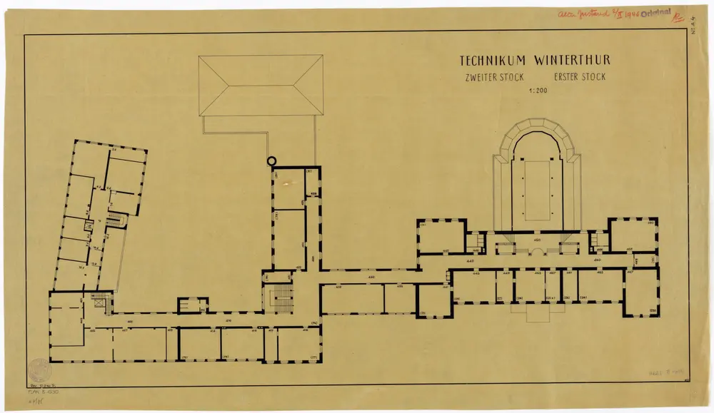 Winterthur: Technikum, 1. und 2. Stock; Grundrisse (Nr. A 4)