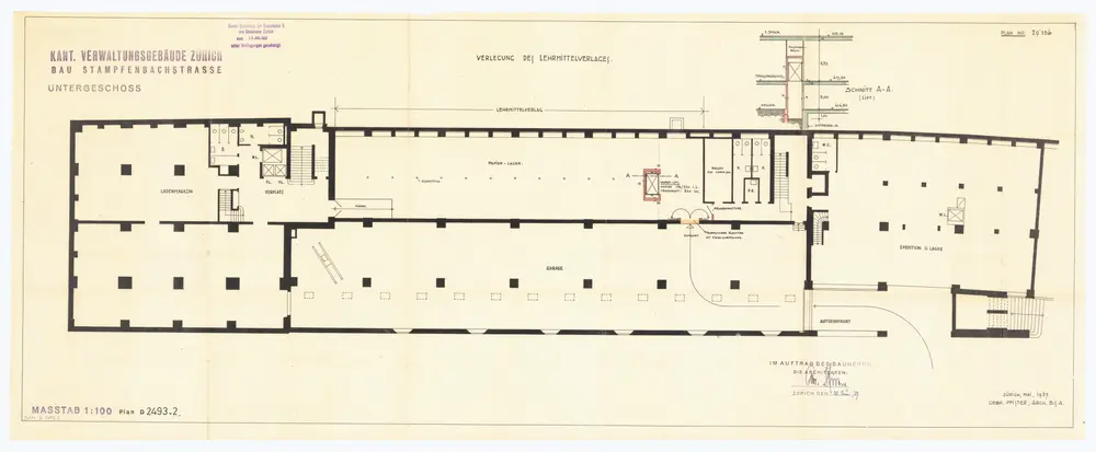 Walche: Grundrisse: Verlegung des Lehrmittelverlages, 1. Untergeschoss; Grundriss