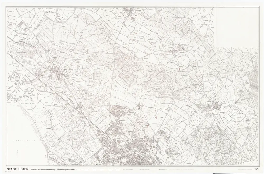 Uster: Nördlicher Teil der Gemeinde; Übersichtsplan (Schweizerische Grundbuchvermessung)