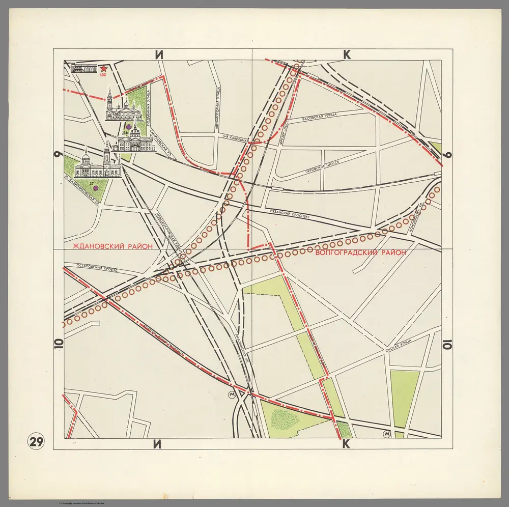 Sheet 29 Mosgorispolkom. [Moscow Map of the Location of Monuments of History and Culture] Москва Схема Расположения Намятников Истории и Культуры.