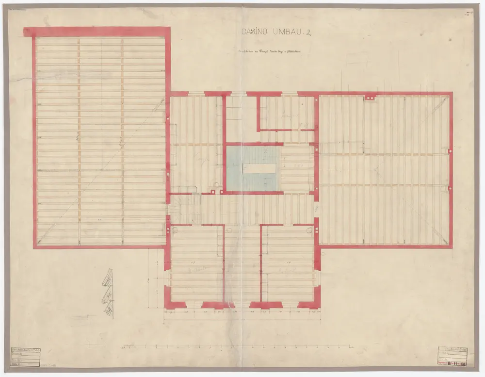 Obmannamt, Casino: Mittelbau, Dachboden; Umbau; Grundriss