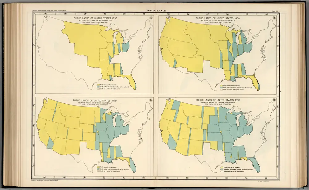 Plate 58.  Public Lands of United States, 1830 - 1890.