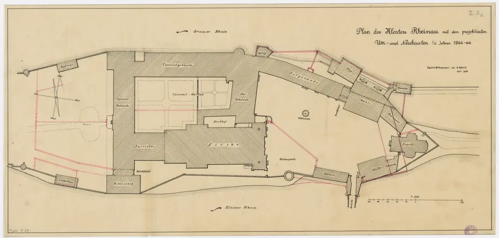 Kloster Rheinau: Projektierte Um- und Neubauten in den Jahren 1864-1866; Grundriss