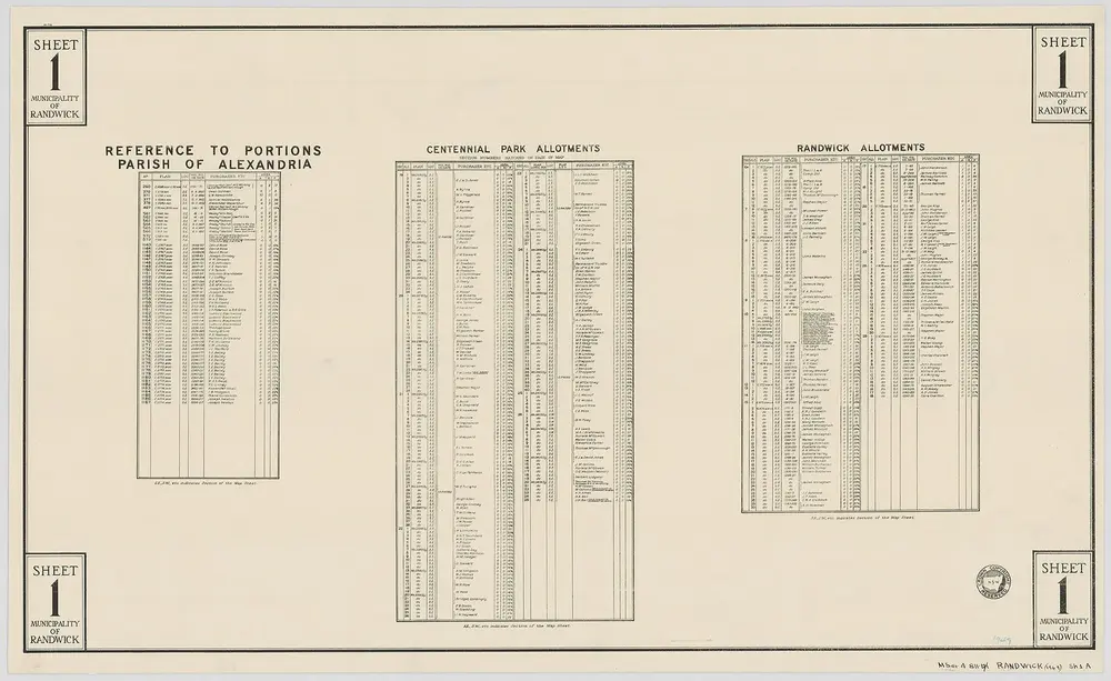 Randwick, 1949, sheet 1A(9) (b&w)