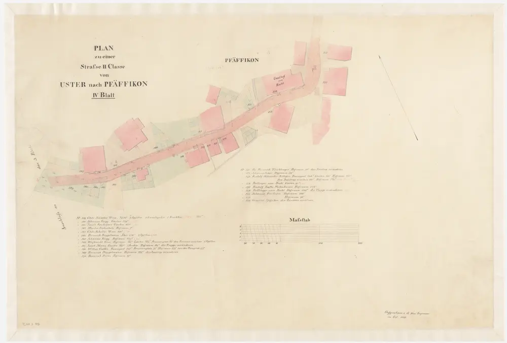 Pfäffikon: Projektierte Strasse durch das Dorf; Situationsplan (Blatt 4)