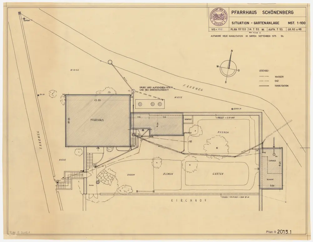 Schönenberg: Pfarrhaus mit Nebengebäuden und Gartenanlage: Pfarrhaus mit Nebengebäuden und Gartenanlage inklusive Kanalisation; Grundriss