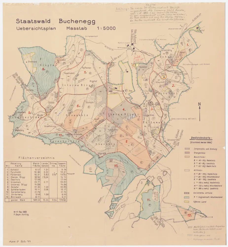 Stallikon, Adliswil, Aeugst am Albis, Langnau am Albis: Staatswaldung Buechenegg: Adliswil, Stallikon, Aeugst am Albis, Langnau am Albis: Staatwaldung Buechenegg; Übersichtsplan