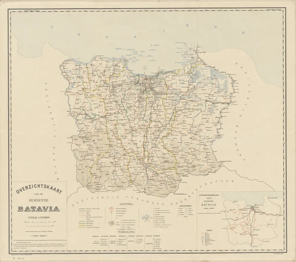 Overzichtskaart van de residentie Batavia / [door het] Topographisch Bureau