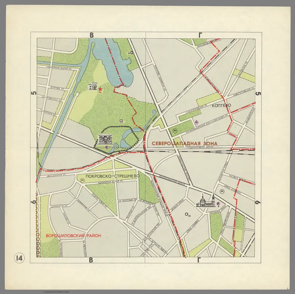 Sheet 14 Mosgorispolkom. [Moscow Map of the Location of Monuments of History and Culture] Москва Схема Расположения Намятников Истории и Культуры.