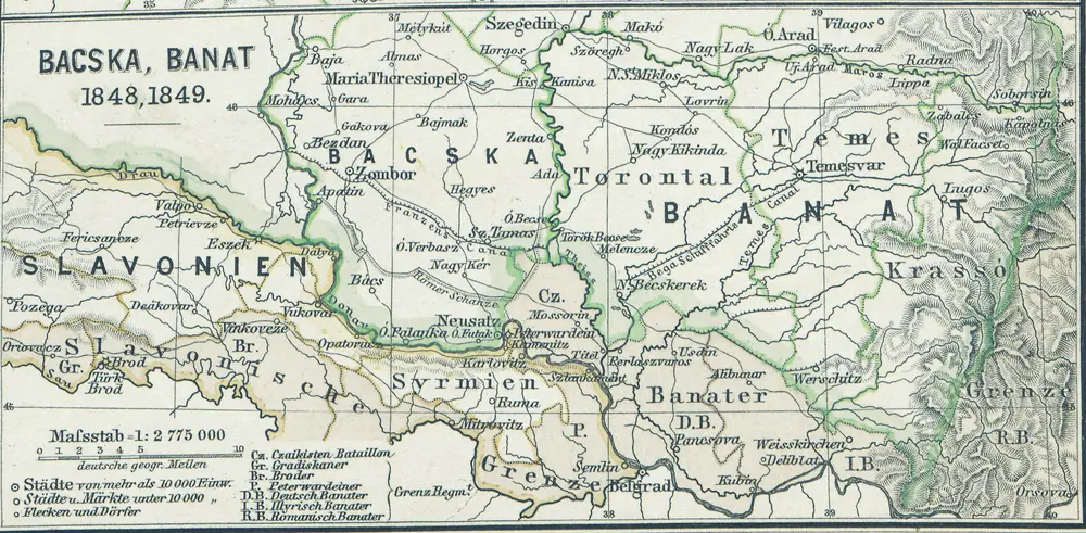 Bacska, Banat 1848, 1849