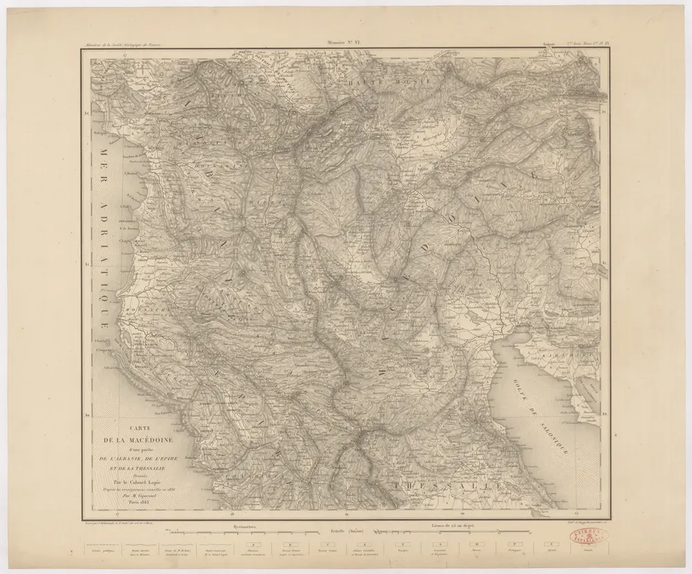 Carte de la Macédoine d'une partie de l'Albanie, de l'Epire et de la Thessalie