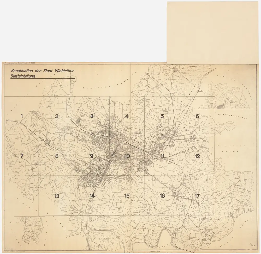 Winterthur: Gemeinde; Kanalisation: Übersichtsplan mit Blatteinteilung