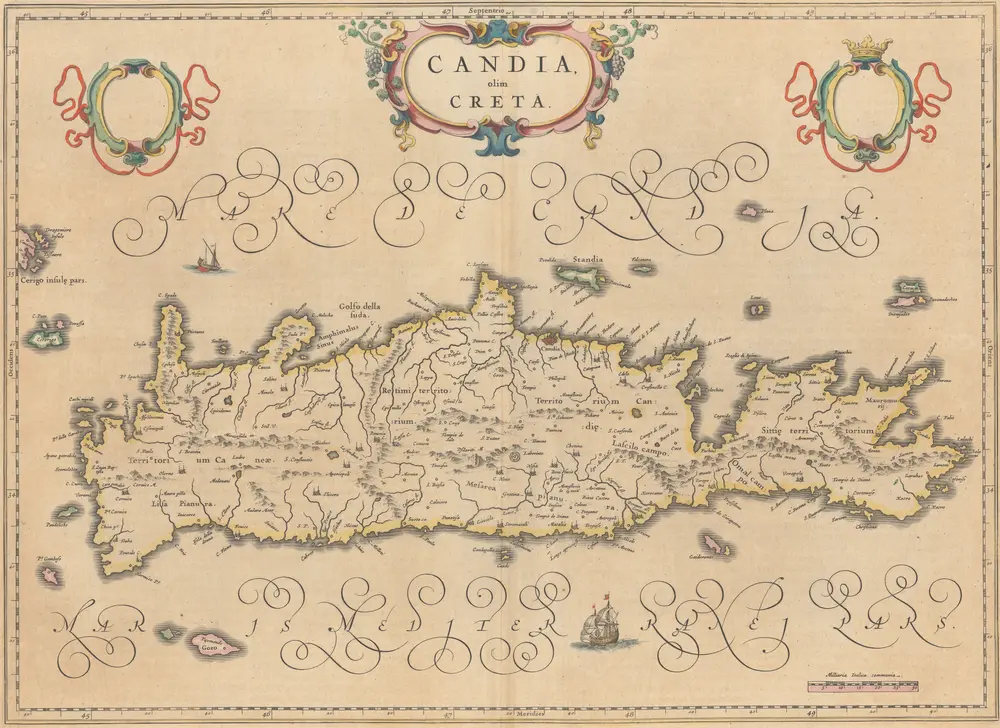 Candia, olim Creta. [Karte], in: Le théâtre du monde, ou, Nouvel atlas contenant les chartes et descriptions de tous les païs de la terre, Bd. 3, S. 309.