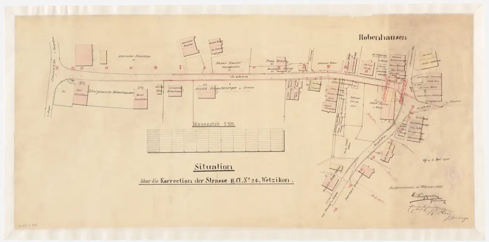 Wetzikon: Strassenkorrektion der Dorfstrasse in Robenhausen; Situationsplan