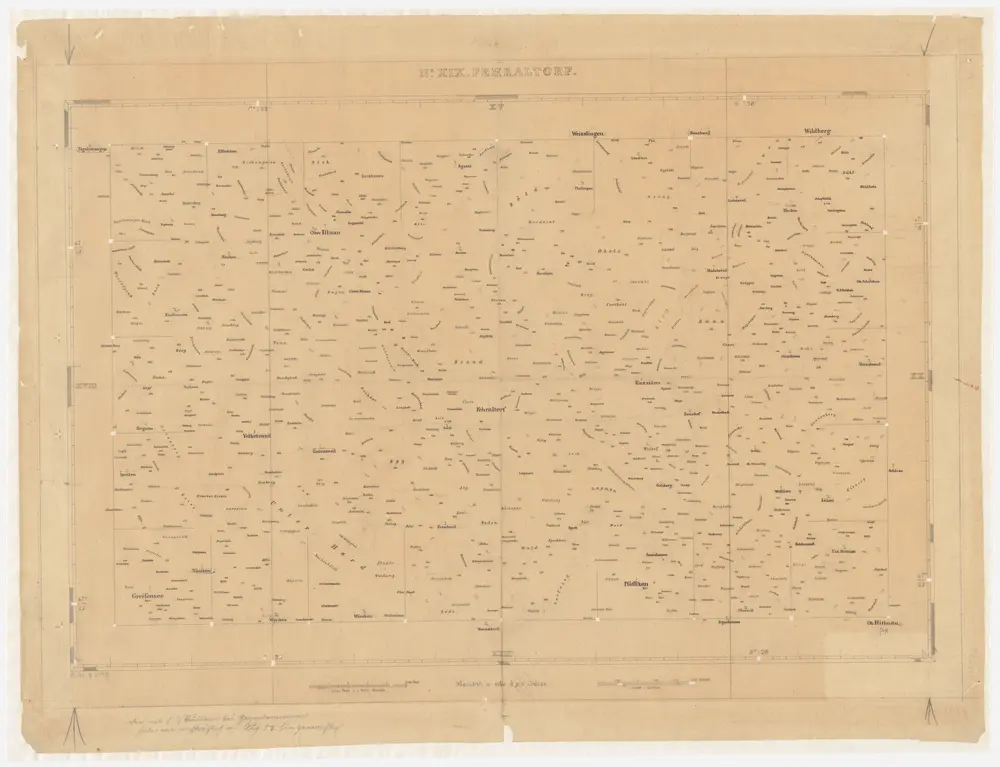 Fehraltorf: Schrift-Pausen-Vorlage für Blatt Nr. XIX der Topographischen Karte des Kantons Zürich (Wild-Karte)