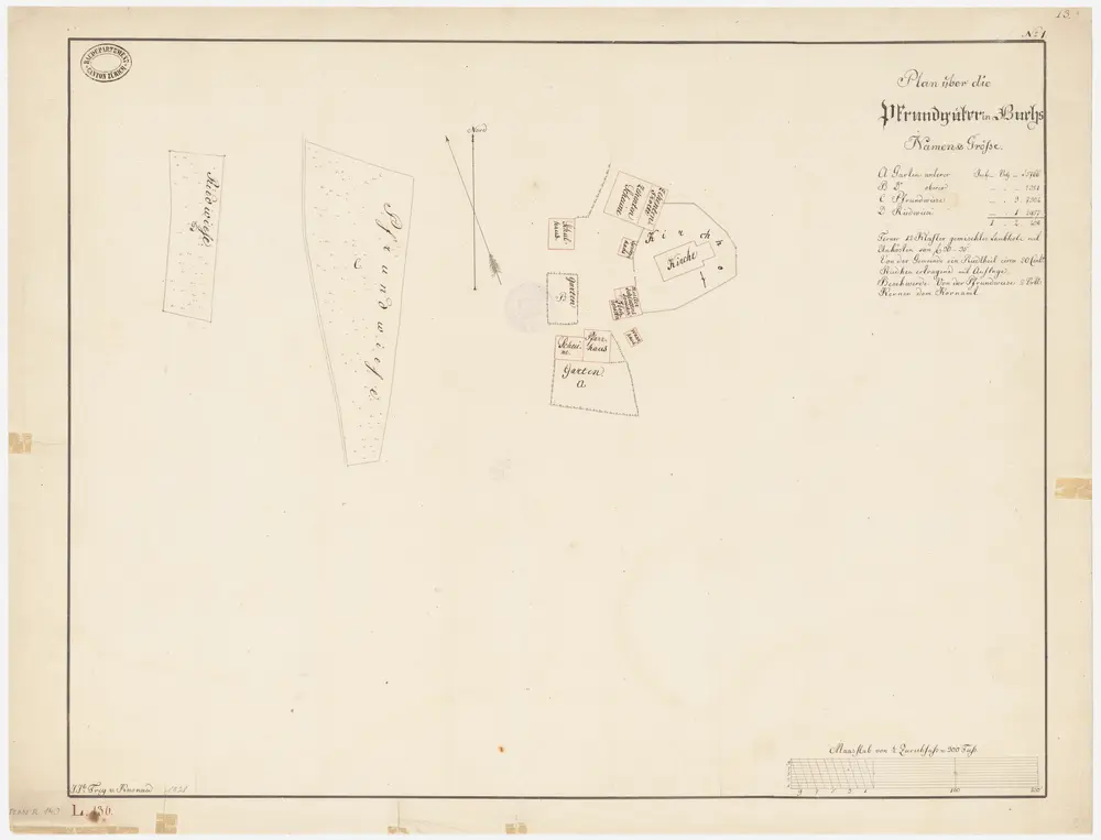Buchs: Pfrundgüter bei Kirche und Pfarrhaus sowie Pfrundwiese und Riedwiese; Grundrisse (Nr. 1)