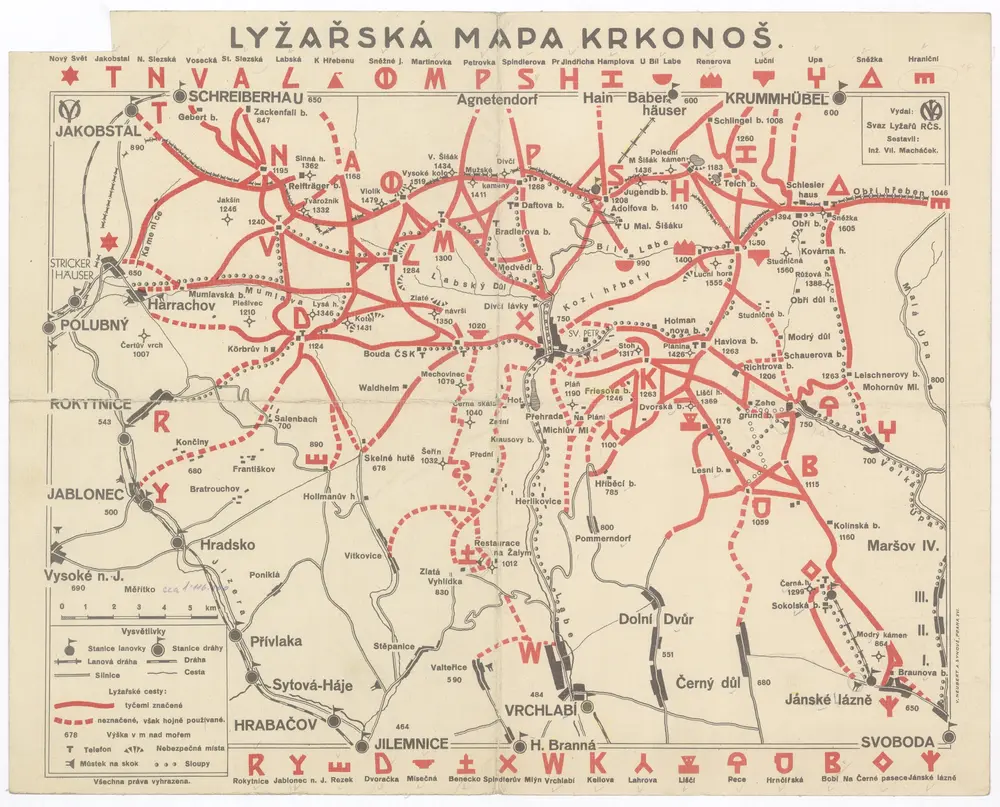 Lyžařská mapa Krkonoš