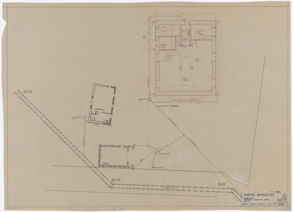 Mettmenstetten: Pfarrhaus, Jugendhaus und Garage mit Kanalisation; Grundriss