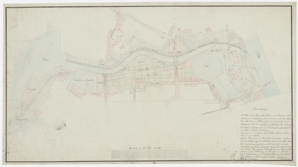 Zürich: Projektierte Bauanlagen und Strassen in der Kleinen Stadt von der Bauschanze bis zur Sihlbrücke; Grundriss (1. Blatt)