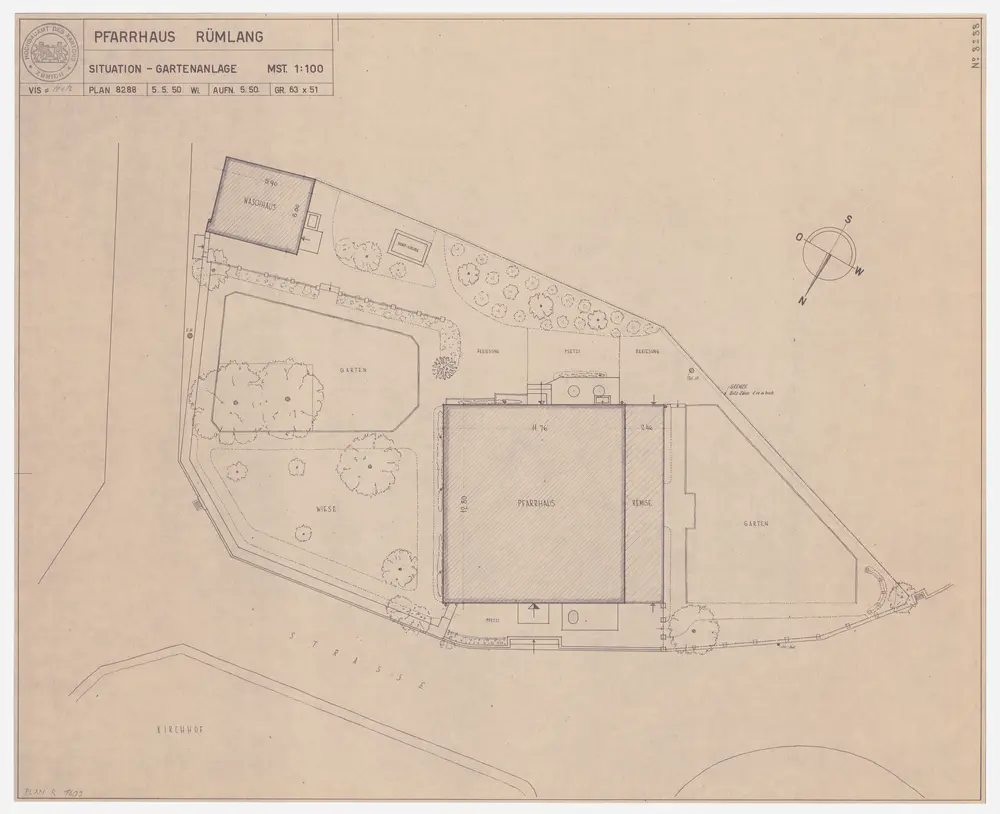 Rümlang: Pfarrhaus mit Gartenanlage; Grundriss