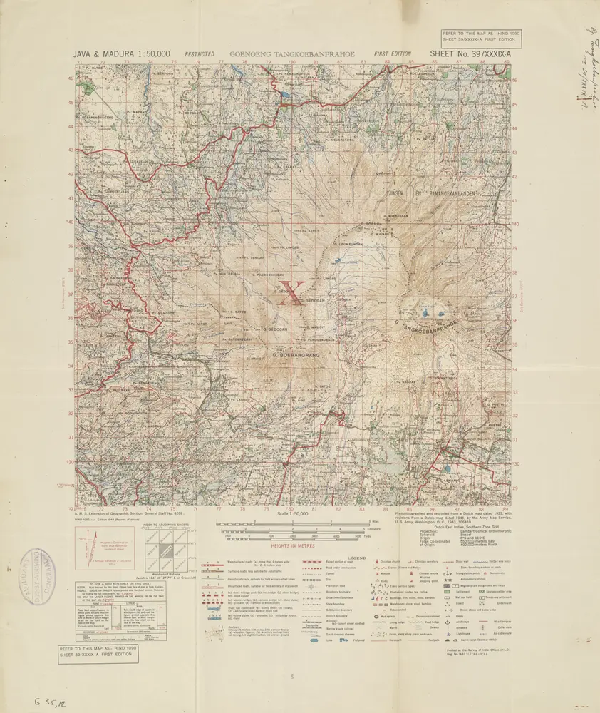 Goenoeng Tangkoebanprahoe / photolithographed and reprinted from a Dutch map dated 1941 by the Army Map Service