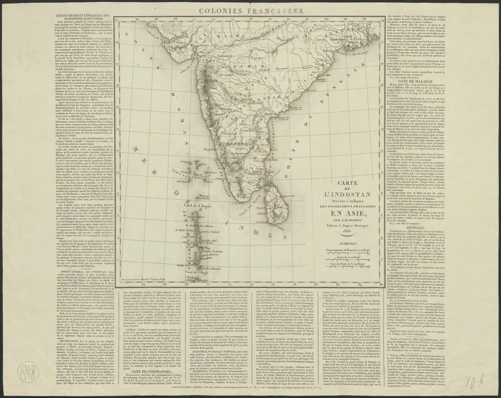 Carte de l'Indostan servant à indiquer les possessions françaises en Asie