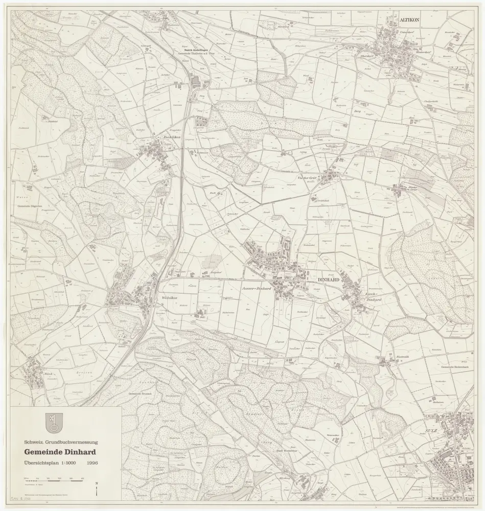 Dinhard: Gemeinde; Übersichtsplan (Schweizerische Grundbuchvermessung)