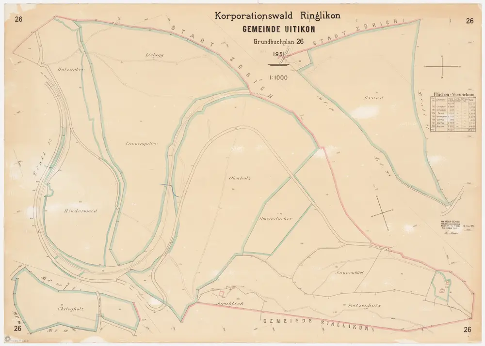 Uitikon: Genossenschaftswaldung Ringlikon: Holzacher, Hinderweid, Chriegholz, Liebegg, Tannengatter, Oberholz, Gmeindacher, Jurablick, Sunnenbüel, Fritzenholz, Brand; Grundrisse