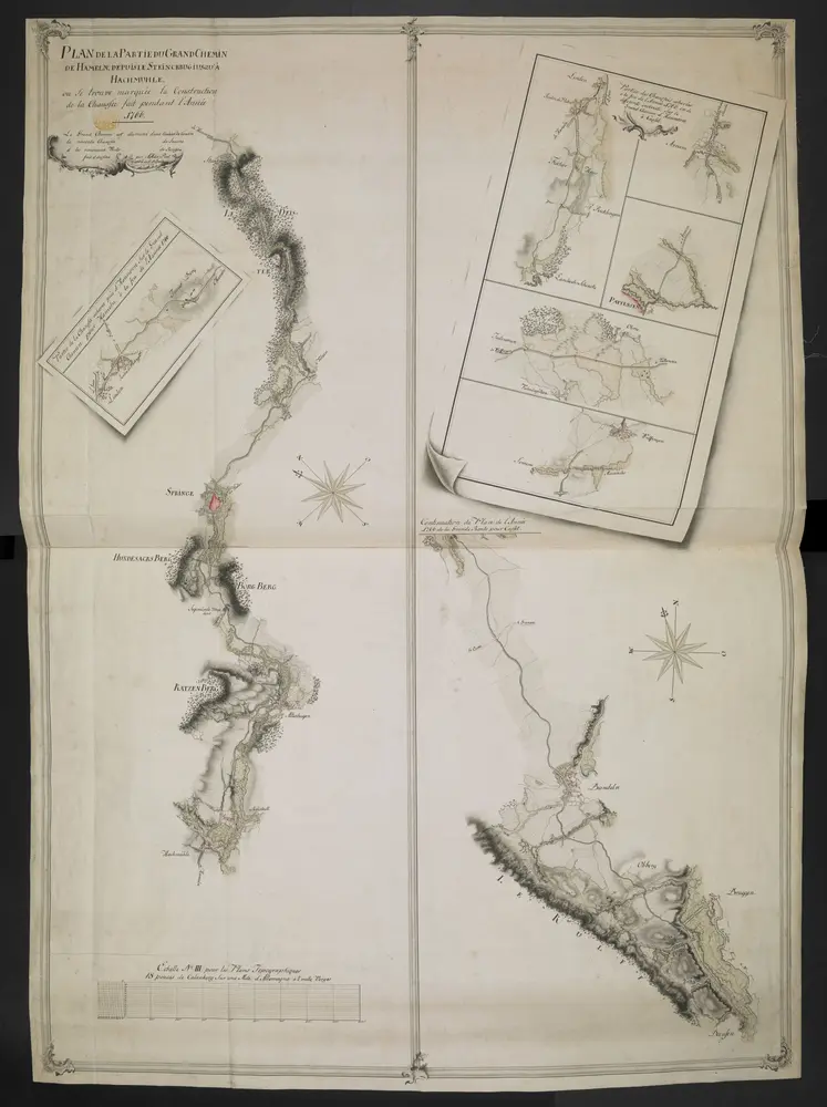 PLAN DE LA PARTIE DU GRAND CHEMIN DE HAMELN, DEPUIS LE STEINCKRUG JUSQU'A HACHMUHLE, ou se trouve marquée la Construction de la Chaussée fait pendant l'Année 1766.