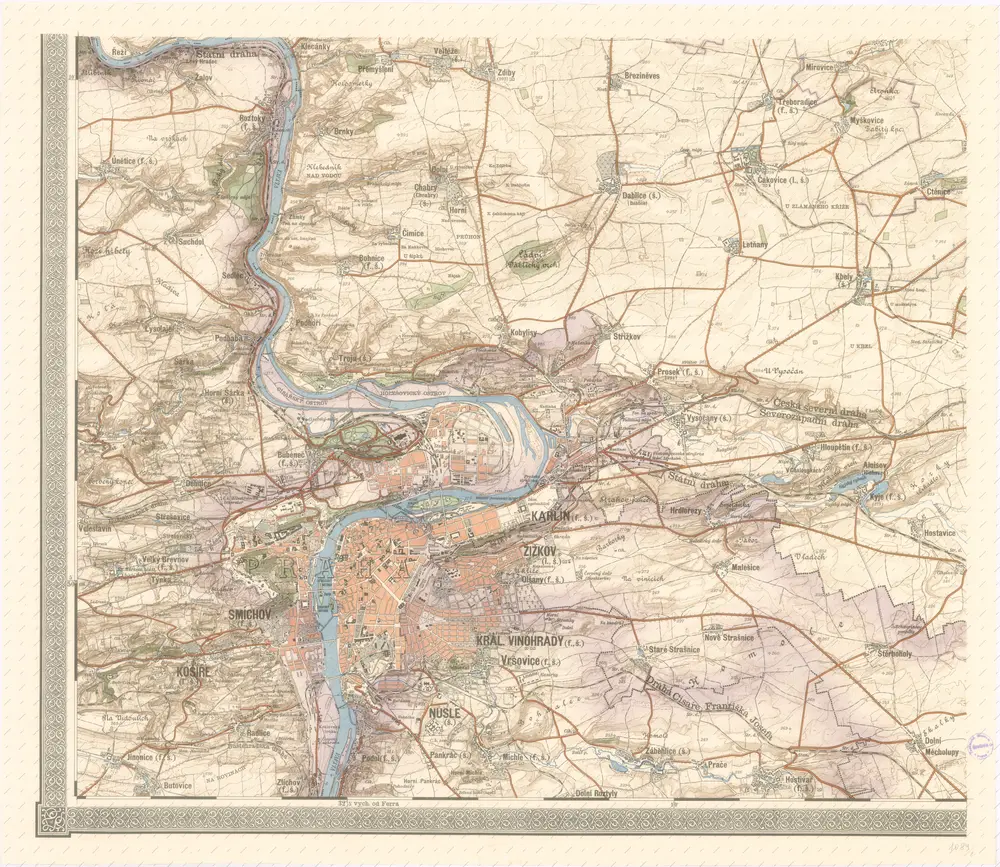 Mapa politického a školního okresu Karlínského