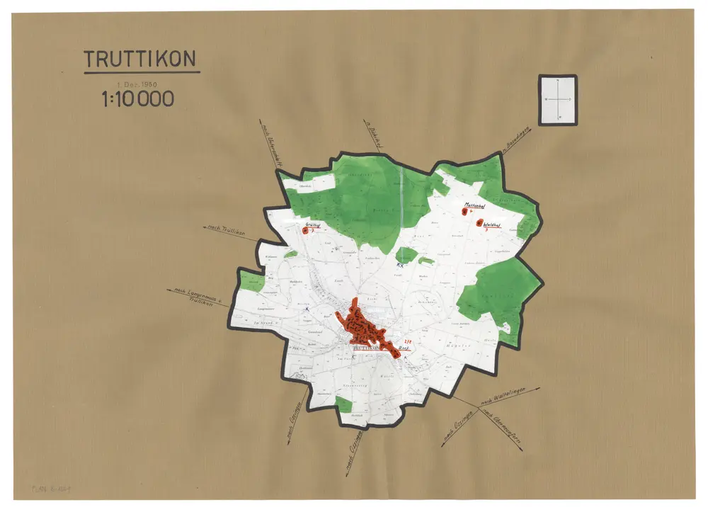 Truttikon: Definition der Siedlungen für die eidgenössische Volkszählung am 01.12.1950; Siedlungskarte