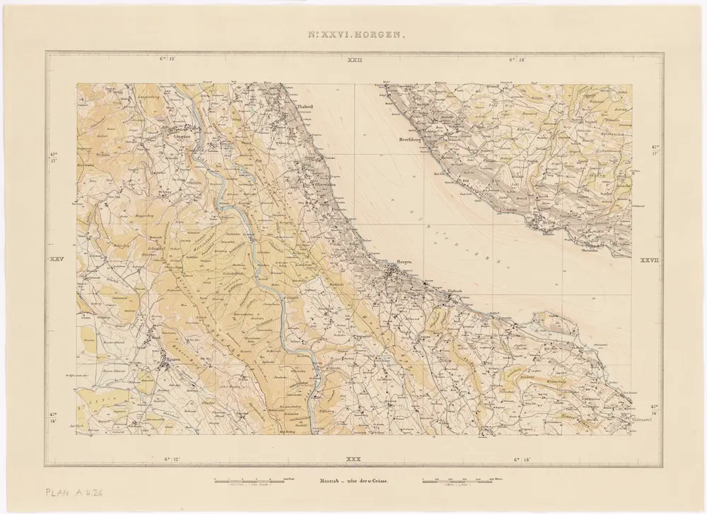 Topographische Karte des Kantons Zürich (Wild-Karte): Blatt XXVI: Horgen