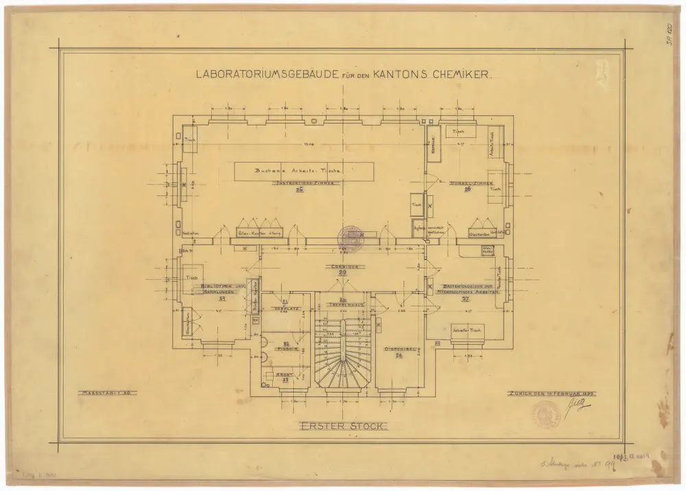 Laboratorium des Kantonschemikers: 1. Stock; Grundriss (Nr. 120)