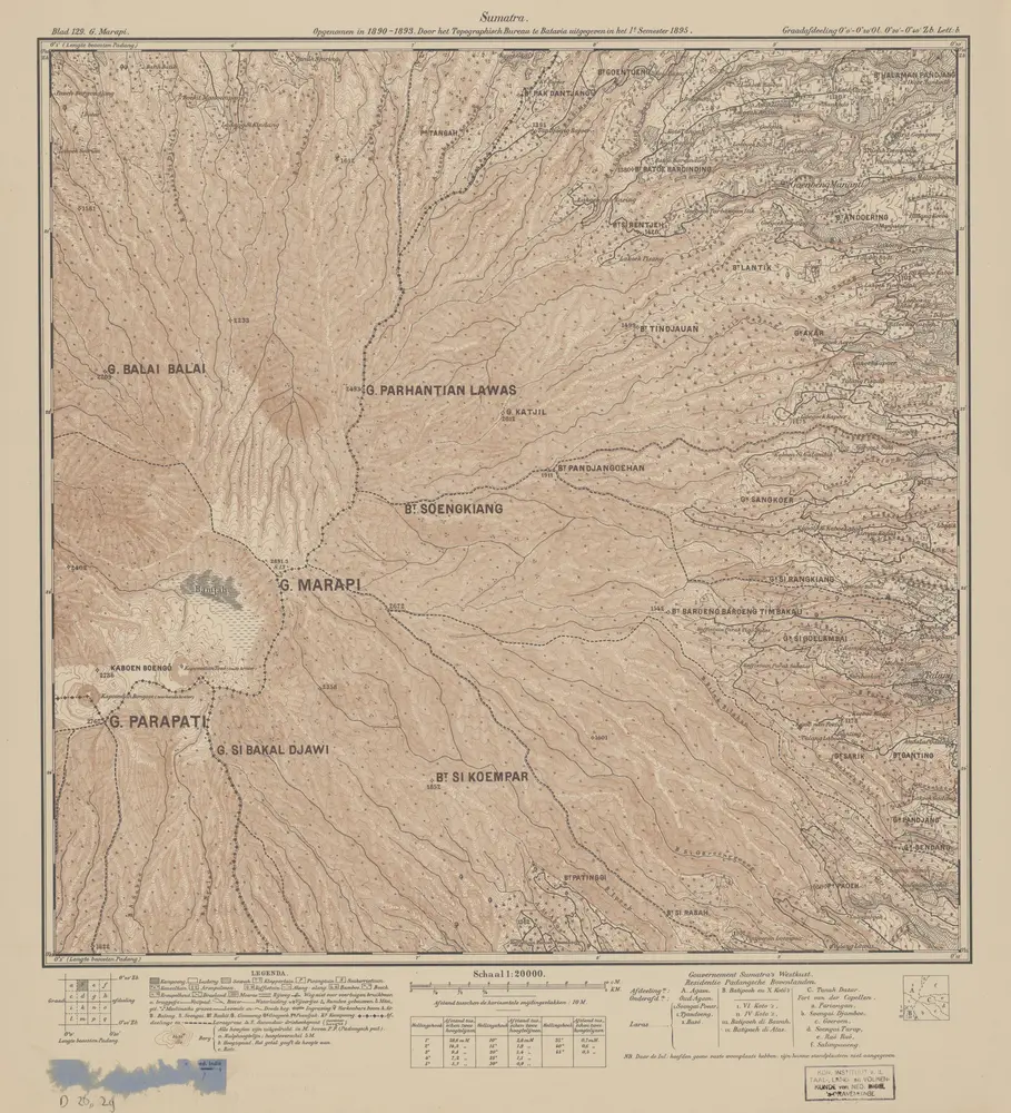 G[oenoeng] Marapi : opgenomen in 1890-1893 / door het Topographisch Bureau te Batavia uitgegeven in het 1e semester 1895