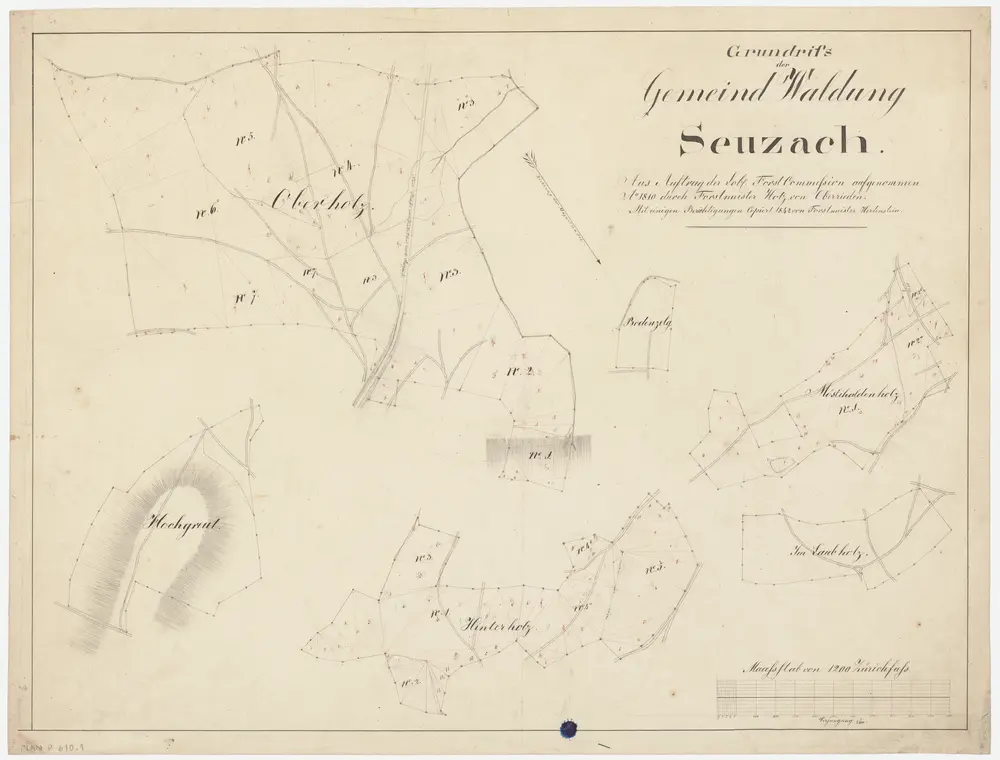 Seuzach: Gemeindewaldung: Oberholz, Möslihalden, Bodenzelg, Laubholz, Hinterholz, Hochgrüt-Scheidegg (Hochgreut); Grundrisse