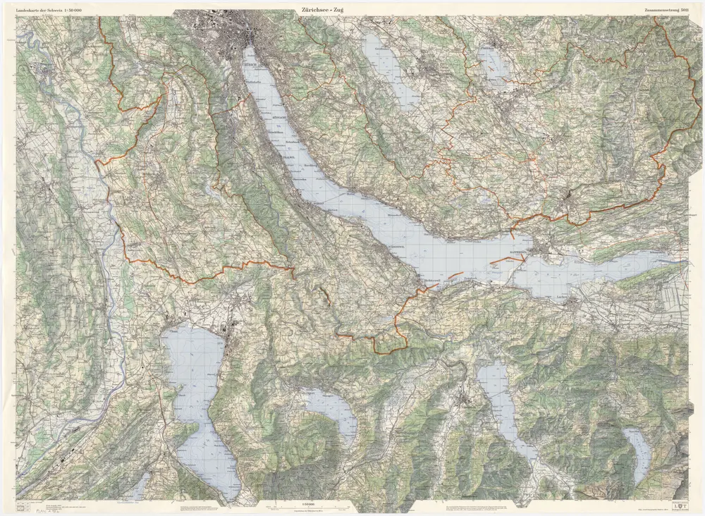 Landeskarte der Schweiz 1 : 50000: Kartenzusammensetzung 5011 (Zürichsee-Zug)