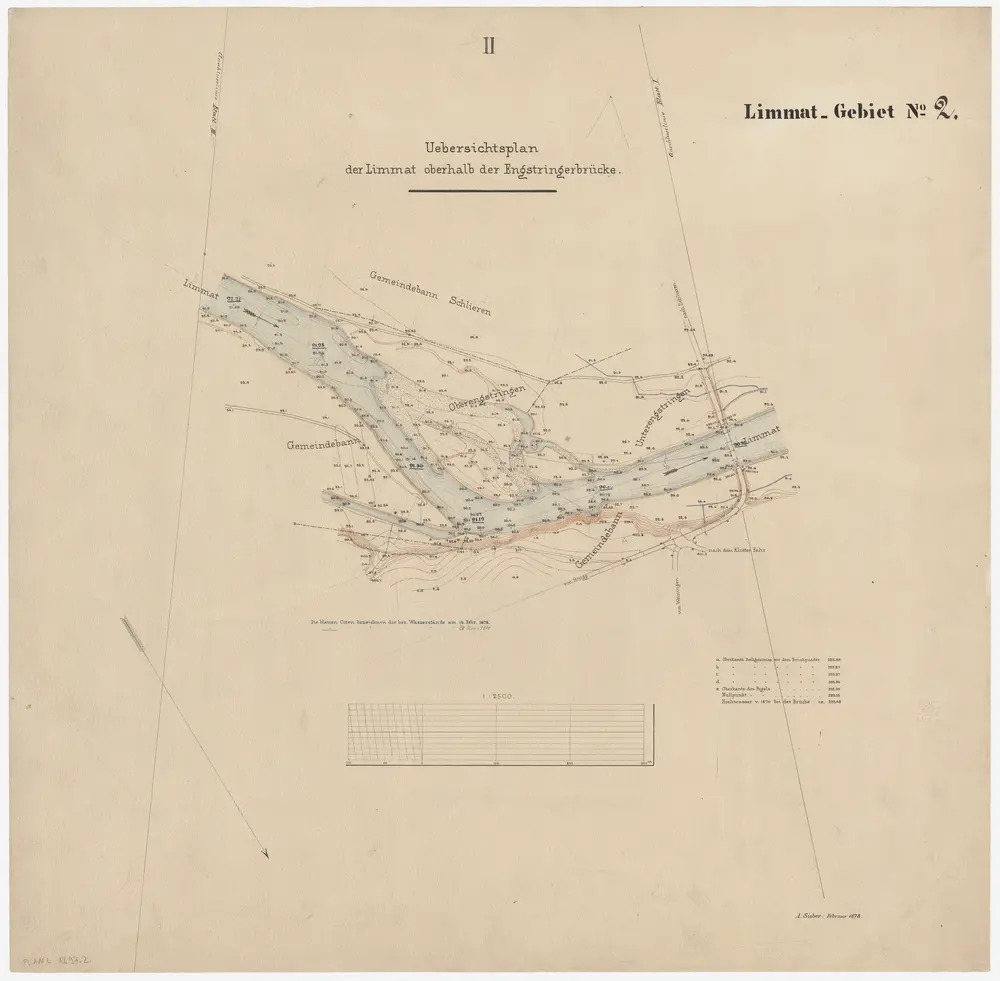 Altstetten bis Schlieren: Limmat von der Hönggerbrücke bis unterhalb der Unterengstringerbrücke: Blatt II: Unterengstringen, Oberengstringen und Schlieren; Situationsplan (Limmat-Gebiet Nr. 2)