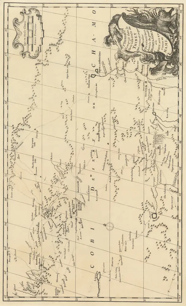 I.re Feuille comprise dans la Carte Générale du Thibet qui contient en particulier L'Extrêmité Occidentale du grand Desert de Sable [...] [Karte], in: Nouvel Atlas De La Chine, de la Tartarie Chinoise Et Du Thibet, S. 93.