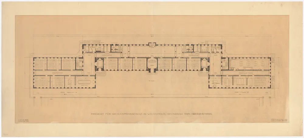 Winterthur: Kantonsschule; Projektausführung; Obergeschoss; Grundriss