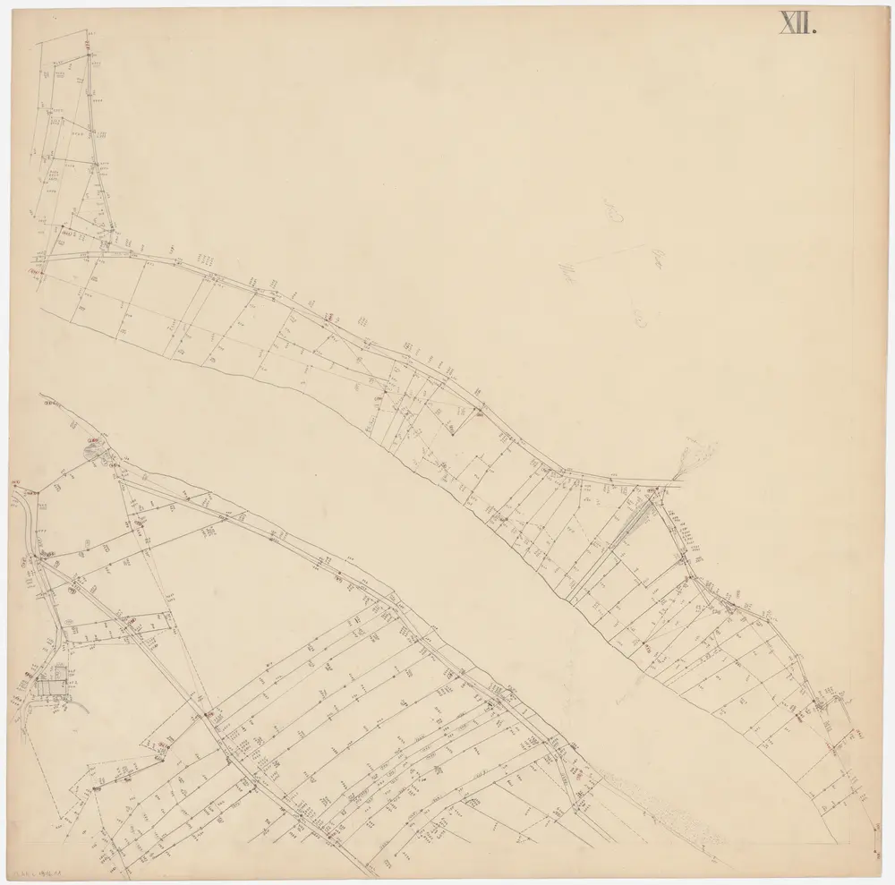 Thalheim an der Thur (damals Dorlikon) bis Andelfingen (damals Grossandelfingen): Thur von der Kantonsgrenze bei Fahrhof bis zur Andelfinger Eisenbahnbrücke; Situationsplan-Handrisse: Adlikon, Ossingen: Situationsplan-Handriss (Blatt XII)