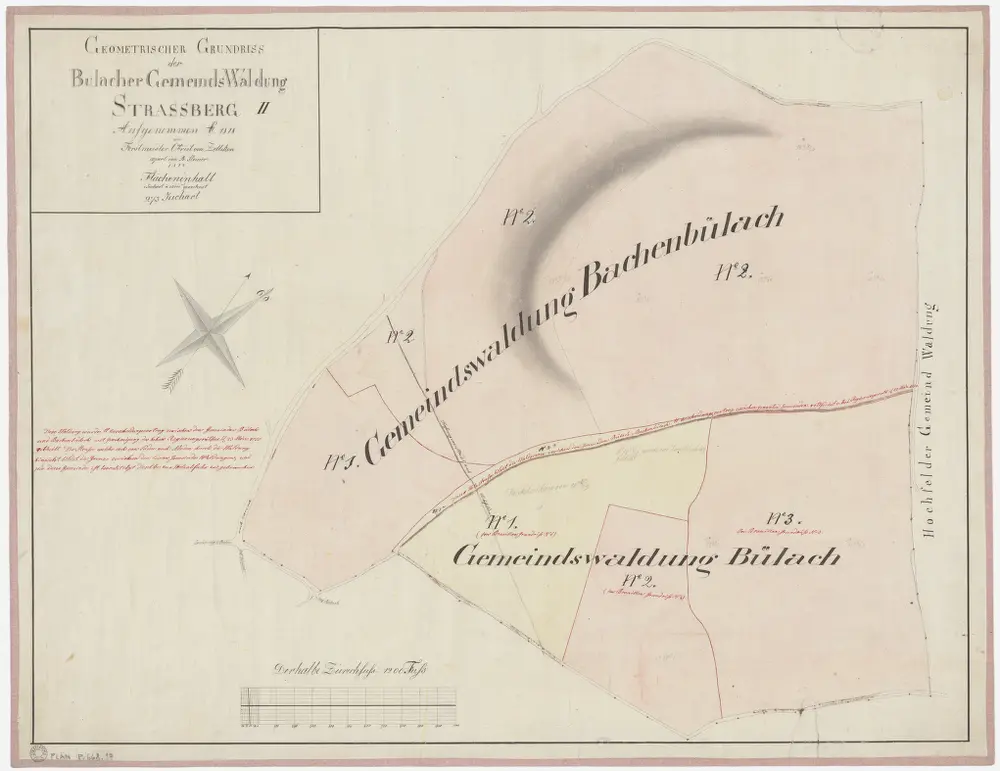 Bülach, Bachenbülach, Hochfelden: Gemeindewaldungen Bülach und Bachenbülach: Hochfelden: Gemeindewaldungen von Bülach und Bachenbülach auf dem Strassberg; Grundriss (Nr. II)